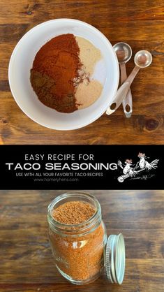 the recipe for taco seasoning in a mason jar