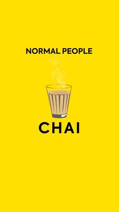 a yellow poster with the words'normal people'and a cup of tea on it