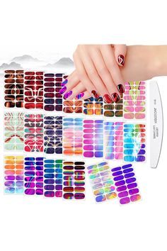 JERCLITY 280 Pieces 20 Sheets Full Wrap Marble Nail Polish Strips Aurora Gradient Color Nail Stickers Full Nail Wraps Real Nail Polish Stickers Self-Adhesive Nail Strips with Nail File for Women Aurora Gradient, Marble Nail Polish, Marble Nail, Nail Polish Stickers, Marble Nails, Nail Polish Strips