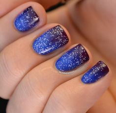 These gradient nails are awesome. I could repin all of this girl's nails because they're so clean and nice! Midnight Nails, Starry Nails, Design For Nails, Night Nails, Stars Nails, New Nail Colors, Nails Inspired, Space Nails, Sky Nails