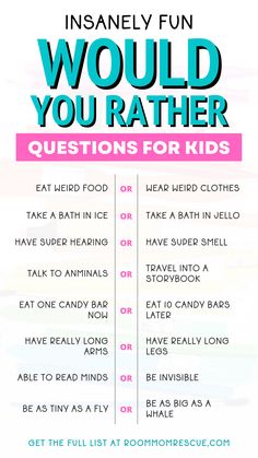 the insanely fun would you rather have questions for kids?