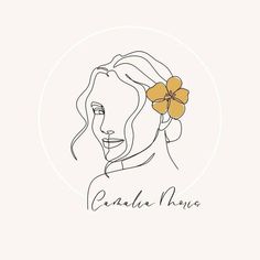 a drawing of a woman with a flower in her hair and the words carolina flora on it