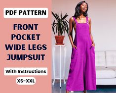 Discover the joy of sewing with our versatile Jumpsuit Sewing Pattern. Perfect for beginners, this pattern is designed for sizes XS-XXL and includes styles for overalls, jumpsuits, and loose trousers. The pattern comes in A0, A4, and US letter formats, making it easy for anyone to use. The pattern features a trendy front pocket and is available as an instant PDF download, so you can start creating right away. Each pattern comes with detailed instructions on materials and care, ensuring your handmade garment lasts. Embrace your creativity, explore the world of sewing, and create a unique wardrobe that's all your own with our Jumpsuit Sewing Pattern. Happy sewing! Purchase Includes: How to print and assemble the pattern US Letter and A4 Size Print Seam allowance included A0 Size Print - For Overall Sewing Pattern, Diy Jumpsuit, Jumpsuit Sewing Pattern, Jumpsuit Sewing, Pant Pattern, Jumpsuit Pattern Sewing, Unique Wardrobe, Trouser Pattern, Seam Allowance