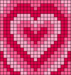 a heart made out of squares in pink and red