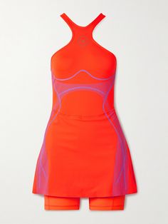 adidas by Stella McCartney's 'TruePace' mini dress is perfect for running. It’s cut from stretch-jersey made from recycled materials and enhanced with AEROREADY technology that keeps you cool and dry during your workout. The internal shorts provide plenty of coverage. Fitted Activewear For Tennis In Spring, Fitted Mini Tennis Dress For Gym, Sporty Mini Dress For Workout, Functional Fitted Summer Dresses, Sporty Fitted Tennis Dress With Moisture-wicking, Sporty Stretch Mini Dress For Workout, Fitted Moisture-wicking Tennis Dress For Sports, Fitted Elastane Tennis Dress For Workout, Fitted Racerback Tennis Dress For Sports