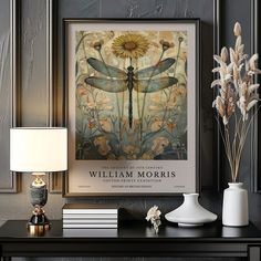 William Morris Dragonfly Print, William Morris Poster, William Morris Exhibition Print, Vintage Wall Art, Textiles Art, Premium Paper Poster Elevate your space with our unique wall art posters, meticulously crafted for a lasting impression. Our posters are made from high-density 175gsm premium matte paper, ensuring a superior finish. Each piece showcases uniquely designed artwork, printed with high-grade inks using our professional, best-in-class inkjet printer. The result? Crisp, exhibition-qua Art Work For Kitchen, William Morris Art Nouveau, William Morris Interior Living Rooms, Artsy Christmas, William Morris Poster, Textiles Art, Dragonfly Print, Retro Kunst, Art Textiles