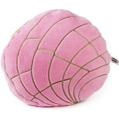 a pink ball with gold lines on the top and bottom, sitting in front of a white background