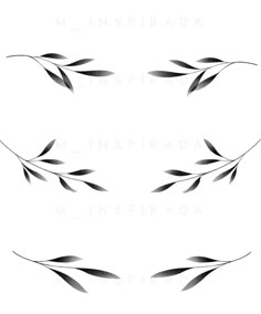 three black and white leaves on a white background