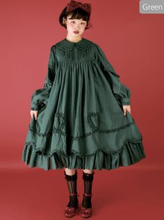 High Waist Doll Collar Pure Color Classic Lolita Long Sleeve Long Dress Kiki Cosplay, Long Sleeve Long Dress, Doll Mask, Otome Fashion, Natural Kei, Sleeve Long Dress, Doll Collar, Classic Lolita, Clothes Reference