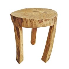 a small wooden stool made out of wood