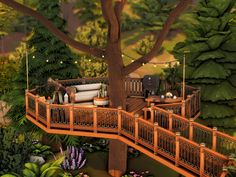 an animated image of a tree house in the woods