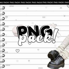 a pair of black shoes sitting on top of a white striped sheet with the word pnc pack