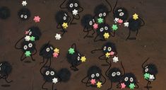 an overhead view of some cartoon characters with stars on their faces and hands, in the shape of mice