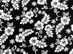 a black and white hawaiian flower print fabric