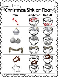 christmas sink or float worksheet for kids to practice counting and matching numbers with pictures