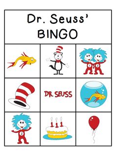 the dr seuss's bingo game is shown