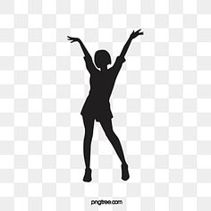 the silhouette of a woman jumping up in the air with her arms spread out to catch something