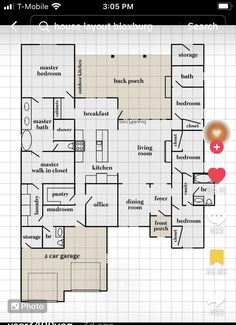 the floor plan for a house that is being used as a phone app on an iphone