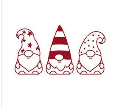 three gnomes with hats and stars on their heads