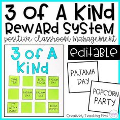 the 3rd grade classroom management system with 3 different kinds of posters and numbers on it