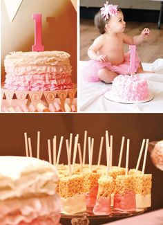 Sweet shoppe birthday party desserts  @Erin B Williamson - sweet ruffled cake and yummy dipped rice krispies Sweet Shoppe Birthday Party, Birthday Party Pictures, Ruffled Cake, Birthday Party Desserts, Party Pictures, First Birthday Party, Childrens Party, Diy Party Decorations