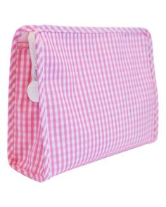 The Medium Roadie Travel Bag by TRVL Designs is your perfect preppy accessory! The interior and exterior of the bag are wipeable, making it easy to clean, bonus! The Roadie comes in three sizes, don't forget to check out all the fun coordinating accessories in the gingham line. Dimensions - 9"w x 7.25" h x 3"d Add a monogram for the perfect personalized touch! When selecting a monogram, please choose from options provided. Double check spelling on names, correct initial input and color choice as Preppy Camping, Preppy Accessories, Kids Dining, Open Zip, Gift Wrap Tags, Pool Bags, Colorful Bags, Monogram Styles, Pink Gingham