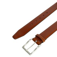 This sleek and classic calfskin belt is a must-have staple for any gentleman&#39s wardrobe. Smooth and supple calfskin is the perfect complement to a pair of formal Oxfords, or casual loafers. Meticulously handcrafted in England, this timeless Somerset belt features hand-stained edges and notches for a professional look. Available in three classic colors. Made of Calfskin Classic Calf Leather Belt Buckles For Formal Wear, Formal Brown Calf Leather Belt, Classic Leather Belt Buckles For Business Casual, Calf Leather Belts With Removable Buckle For Business, Classic Business Belt In Bridle Leather, Classic Bridle Leather Business Belt, Classic Brown Belts For Business Casual, Classic Bridle Leather Belt For Business, Classic Brown Belt For Business Casual