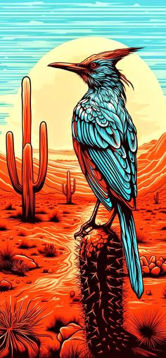 a blue bird sitting on top of a cactus