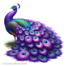 a colorful peacock with feathers spread out