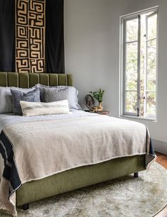 A retro silhouette in the prettiest shade of green. Dress this platform style bed down with dark colors and metals or glam it up with gold and lots of texture. Bedroom 2024, Velvet Bed Frame, Pine Beds, Retro Silhouette, Shopping Wishlist, Wooden Platform Bed, Style Bed, Santa Ynez, Green Bedding