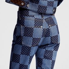 LOUIS VUITTON® - Damier Jeans - Blue Louis Vuitton Carpenter Pants, Louis Vuitton Damier Azur Outfit, Louis Vuitton Pleaty Denim, Louis Vuitton Jeans, Lv Damier Azur, Louis Vuitton Blue, Louis Vuitton Gifts, Men Store, Monogram Bag