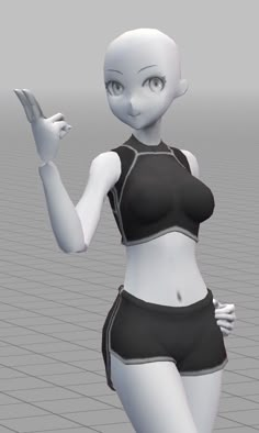 an animated woman in a black and white outfit