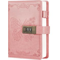 a pink notebook with a lock on it