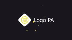 the logo pa is shown on a black background with yellow dots and white circles around it