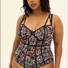 Torrid Mirrored Skull Body Suit Nwt Body Suit Lingerie, Fitted Wedding Dress, Mesh Bodysuit, Bodysuit Lingerie, Black High Waist, Skull Print, Plus Size Lingerie, Body Suit, Curvy Fashion