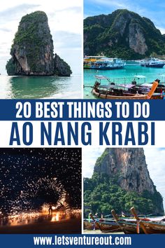 photo collage of limestone cliffs and beaches in ao nang thailand Thailand Destinations, Ko Lanta, Koh Lipe, Thailand Itinerary, Thailand Travel Tips, Thailand Beaches, Koh Lanta, Ao Nang