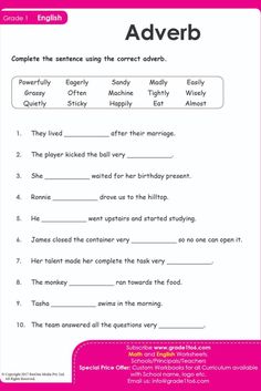 an adverb worksheet with the words in english