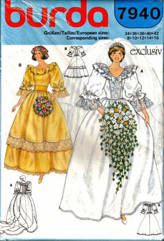 an image of a woman's wedding gown and dress pattern