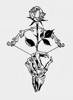 a drawing of a rose with arrows in it