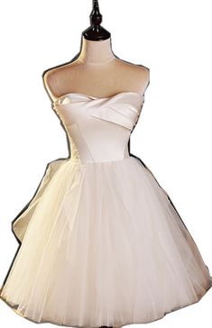 Fitted Tulle Bodice, Fitted Satin Strapless Dress For Debutante Ball, Tulle Dresses With Bow, Fitted Tulle Strapless Ball Gown Dress, Elegant Fitted Corset With Tulle Skirt, Fitted Corset Dress With Tulle Skirt For Prom, Fitted Tulle Skirt Corset Dress For Prom Season, Formal Corset Dress With Attached Cancan, Sleeveless Fitted Mini Dress For Debutante Ball