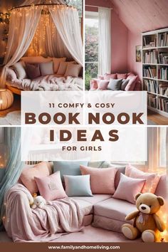 Snuggle up with a good book and a warm cup of hot cocoa in your very own cozy reading nook! This pin features cozy reading nook ideas, from plush throw blankets to twinkling string lights. Get ready to create a winter wonderland for book lovers. #cozyreadingnook #winterreading #booknookwinter Reading Room Ideas Cozy, Book Nook Ideas, Home Library Diy, Book Lovers Bedroom, Reading Nook Ideas, Floor To Ceiling Bookshelves, Reading Nook Kids, Bedroom Nook, Den Ideas