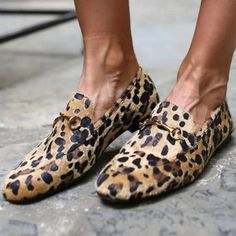 Women's Loafers Brogue Outdoor Daily Fall Block Heel Round Toe Punk Vintage Casual Walking Patent Leopard 2024 - $33.99 Fall Heel, Fur Loafers, Leopard Print Loafers, Women's Slip Ons, Ugly Shoes, Punk Vintage, Loafers Online, Block Heel Shoes, Women's Loafers