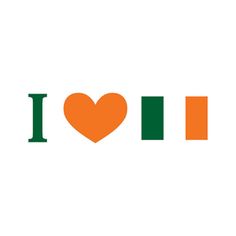 the word i love ireland with an orange heart and green stripes on it's side