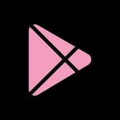 a pink and black triangle on a black background with the letter x in it's center