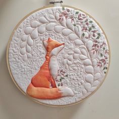 an embroidery project with a fox on it