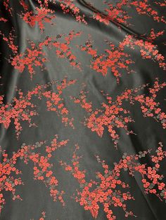 Black & red cherry blossom Chinese design embroidered brocade fabric, 45'' wide We do our best to ensure that our photos are as true to color as possible. Colors may vary per screen. We do not accept returns based on difference in color. For exact color matching please order a swatch. Red Cherry Blossom, Chinese Design, Red Cherry, Brocade Fabric, Fabric By The Yard, To Color, Color Matching, Cherry Blossom, Black Red