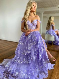 Trumpet Prom Dress, Prom Dress With Split, Tiered Prom Dress, Tulle Neckline, Sparkly Prom Dress, Junior Prom, Princess Prom Dresses, Dress With Split, Corset Dress Prom