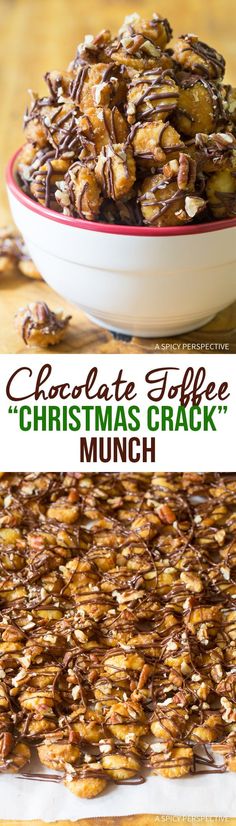 Chocolate Toffee Christmas Crack Recipe - Called by its other name Christmas crack candy is an irresistible edible gift for the holidays! #aspicyperspective #christmascrackcandy #christmas #holidays #thanksgiving #chocolatetoffee #christmascrackrecipe Cereal Mixes, Toffee Christmas, Christmas Toffee, Recipes Deserts, Saltine Cracker Toffee, Saltine Cracker, Toffee Crunch, Season Recipes, Daycare Gifts