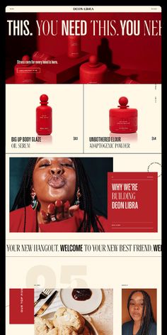 an ad for the new cosmetics brand, which is being advertised by women in red