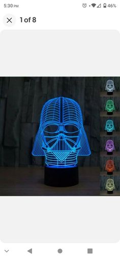 the star wars darth vader helmet is shown with different colors and shapes on it